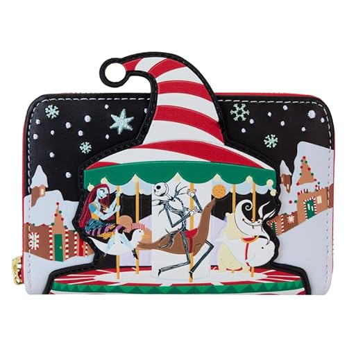 Loungefly The Nightmare Before Christmas Candy Cane Carousel Geldbörse mit Reißverschluss, Mehrfarbig, Geldbörse mit umlaufendem Reißverschluss von Loungefly