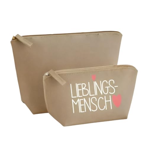 Kosmetiktasche Lieblingsmensch – Filz Kulturbeutel Damen, Geschenk für Frauen, Mama, Freundin, Oma, Schminktasche, Kosmetiktasche, Make-up Organizer, Frauen (Sand, M) von Lounis