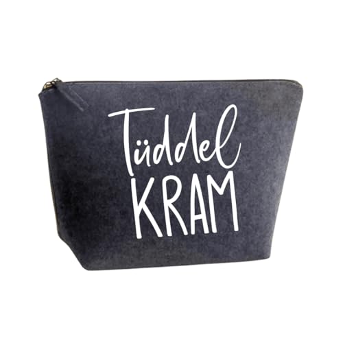 Kosmetiktasche Tüddelkram - Schminktasche Damen - Kulturbeutel für Frauen - Geschenk für Freundin - Abschiedsgeschenk Kollegin Reiseschminktasche (Dunkelgrau, S) von Lounis