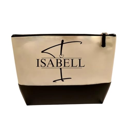 Personalisierte Kosmetiktasche mit Initial & Name – Make-up Tasche – Geschenk für Frauen, Mama, Freundin, Beste Freundin – Umweltfreundlich, Schminktasche, (L, Natur/Schwarz) von Lounis