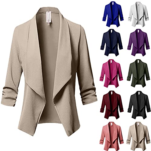 LoveLeiter Damen Blazer Einfarbig Cardigan Elegant Jacke Mantel Revers Geschäft Büro Sakko Slim Sommer Business Anzug Freizeit Outerwear Trenchcoat Casual Strickjacken von LoveLeiter