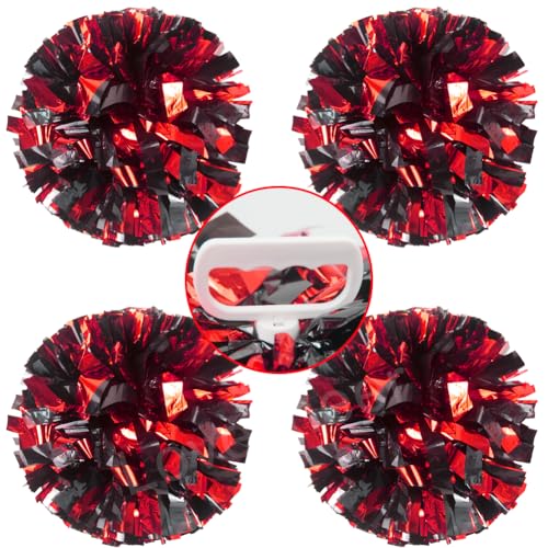 Lovecheer 4 x rote und schwarze Pompons, Cheerleading mit Griff, metallisch, Cheerleading-Pompons, Teamgeister, Sport, Cheering Squad, Tanztraining, 4 Stück Lovecheer 4 x rote und schwarze Pompons, Cheerleading mit Griff, metallisch, Cheerleading-Pompons, Teamgeister, Sport, Cheering Squad, Tanztraining, 4 Stück von Lovecheer