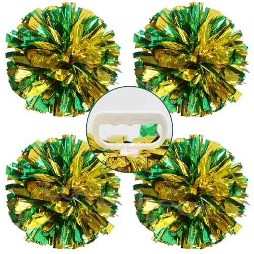 Lovecheer Cheerleading Pompons mit Griff, metallisch, für Teamgeister, Sport, Cheerleading, Tanztraining, 4 Stück von Lovecheer