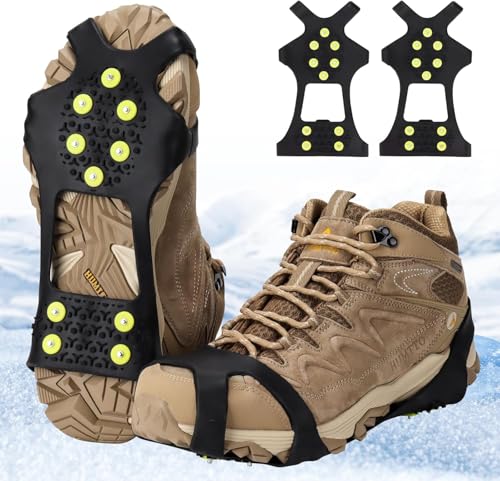 Spikes für Schuhe Winter,Schuh Spikes,Antirutsch Schuhspikes,Schuhspikes Schnee und EIS Anti Rutsch,Spikes Schuhe Schuhkrallen mit 10 Zähne,für Grödeln Wander Joggen im Winter Damen Und Herren. von Lowats