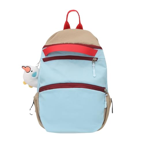 Koreanischer Nylon-Rucksack in Kontrastfarbe, multifunktional, großes Fassungsvermögen, für Schüler und Reisen, blau von Loxyxbnh