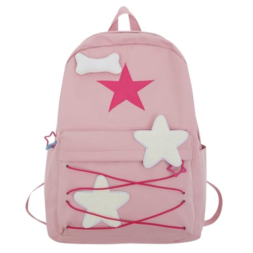 Praktischer Nylon-Schulranzen für Teenager, ergonomischer Tagesrucksack, große Kapazität, Studentenrucksack mit mehreren Taschen, rose von Loxyxbnh