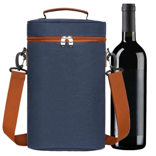 Lpsdssre Isolierter Weinträger, Flaschenkühltasche, tragbare Weintasche, auslaufsicher und sicher, vielseitig einsetzbar 21 x 10 x 34 cm, für Damen und Herren, marineblau, Refer to description, Uni von Lpsdssre