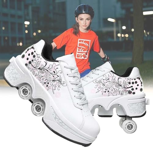 LrpoIv Schuhe mit Rollen für mädchen Roller Skates Children Quad Skates Hidden Wheel for Sports Shoes as Christmas and Birthday Gifts von LrpoIv