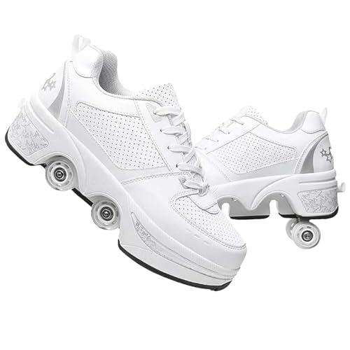 LrpoIv Shoes with Wheels for Boys Girls,Roller Skate Shoes 2-in-1 Roller Skates and Trainers Sports Shoes Running Shoes Adjustable Quad Roller Skate for Women,Men and Teenagers von LrpoIv
