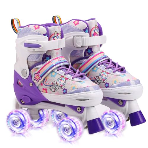 Rollschuhe Kinder Adjustable LED Roller Skates Comfortable and Breathable Quad Skates with Luminous Wheels for Girls, Boys and Beginners von LrpoIv