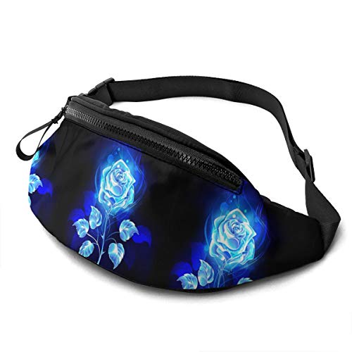 Gürteltasche für Männer und Frauen, Rose Blue Flame Hüfttasche mit Gürtel, verstellbare Schultertasche, Umhängetasche, Brusttasche für Reisen, Wandern, Radfahren, Laufen von Lsjuee