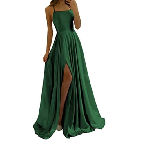 Abendkleid Damen Elegant Off Shoulder Ballkleider Chiffon Neckholder Partykleid Cocktailkleid A-Line Spaghettiträgern Brautjungfernkleider Spitzenkleid Dress,Grün,S von Luadnysin