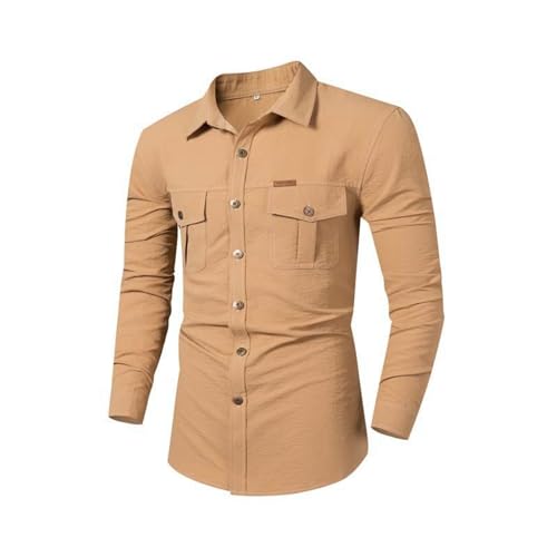 Angebote des Tages Heute Herrenhemden Langarm Mit Geradem Schnitt Hemden Herren Slim Fit Business Hemd Shirt Hippie Casual Stehkragen Smoking Herrenhemd Comfort Anzug Khaki M von Luadnysin