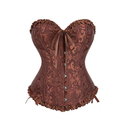 Corsage Damen Korsett Bauchweg Vollbrust Corsage Viktorianisches Sexy Goth Corset Corsage Shapewear Faschingskostüme Braun S von Luadnysin