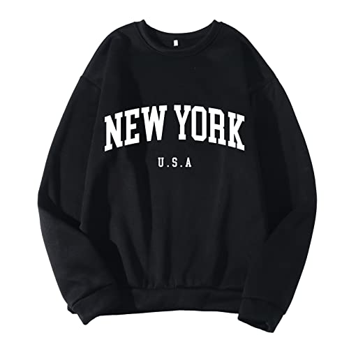 Damen Hoodie Oversize - Pullover Los Angeles Vintage Jacke Langarmshirt Oversize Vintage Pullover Schöne Oversized Pulli Hoodie Y2K Pullis Oberteil Streetwear Y2K Top von Luadnysin