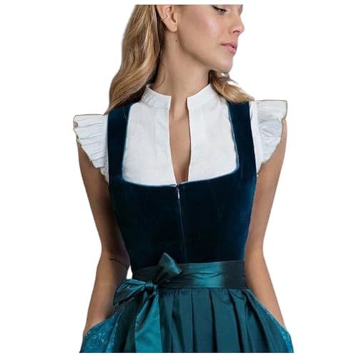 Dirndl Bluse Damen Spitze Flügelärmel Dirndlbluse Weiß Hochgeschlossen Mini Dirndl Oktoberfest Bluse Elegante Trachtenmieder Modern Bayrische Trachten Dirndlblusen Für Damen Gelb L von Luadnysin