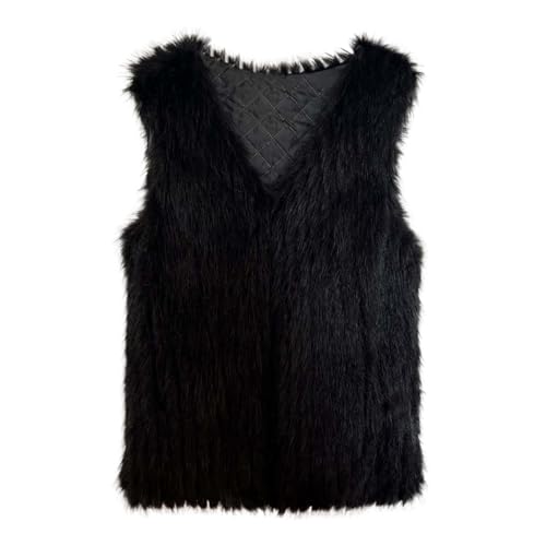 Fellweste Damen Kunstfell Weste Pelzweste Fellimitat Weste Kurzweste Pelz-Jacken Ärmellos Winterjacke Damenwesten Elegant Winter Warm Faux Pelz-Weste Cardigan Übergangsjacke Felljacke-Mantel von Luadnysin