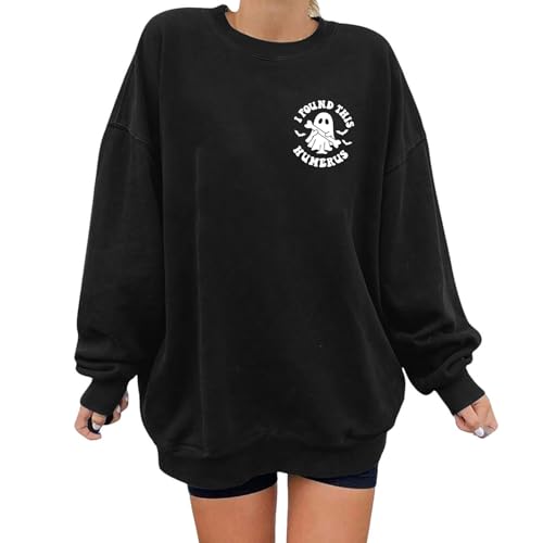 Halloween Pullover Damen Sweatshirts 𝐈𝐧 𝐌𝐲 𝐒𝐩𝐨𝐨𝐤𝐲 𝐄𝐫𝐚 Sweatshirt Modische Clean Girl Sweater Sweatpullover Coole Dünner Streetwear Basic Sport Sweaters Baumwolle Pulli Tops Schwarz S von Luadnysin