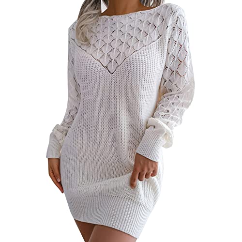 Herbstkleid Damen Lang Pulloverkleid Oversize Lange Longpulli Rollkragen Pullover Kleid Winterkleider Strick Turtleneck Sweatshirt Damenkleid Knielang Herbst/Winter Longpullover Knitted Dress von Luadnysin