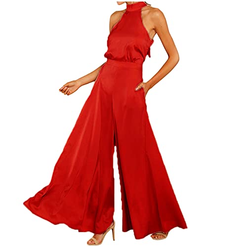 Hosenanzug Damen Festlich Elegant Strampler Jumpsuit Hochzeit Gast Festlich Freizeitanzug Ladies Elegant Overall Playsuit Eleganter Einteiler Casual Sexy Romper Hosenanzug Cocktail Party Overalls von Luadnysin