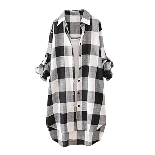 Kariertes Hemd Damen, Karohemd Longbluse Damen Lässig Für Leggings Lange Blusen Leinenhemd Leinenbluse Oversize Rot Karierte Bluse Musselin Bluse Longtops Damen Lang Große Größen Lässige Strandhemd Kariertes Hemd Damen, Karohemd Longbluse Damen Lässig Für Leggings Lange Blusen Leinenhemd Leinenbluse Oversize Rot Karierte Bluse Musselin Bluse Longtops Damen Lang Große Größen Lässige Strandhemd von Luadnysin