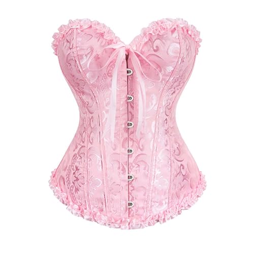 Korsett Damen Korsett Top Goth Blumendruck Sexy Korsett Corset Shapewear Faschingskostüme Rosa M von Luadnysin