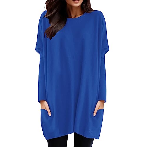 Langarmshirt Damen Leicht Und Luftig Langarmshirts Für Blumendruck Lässig Sweatshirts Tunika Tops Lockere Vintage Oberteile Blusen Casual Dreiviertelärmel Basic Oberteil Kleidung Blau XL von Luadnysin