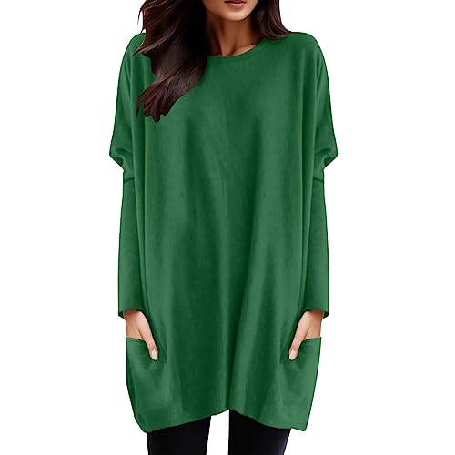 Langarmshirts Für Damen V Ausschnitt Langarmshirt Lässig Festival Blusen Lockere Frühlings Bluse Oberteile Fashion Longsleeve Sweatshirts Curvy T Shirt Partywear Grün M von Luadnysin