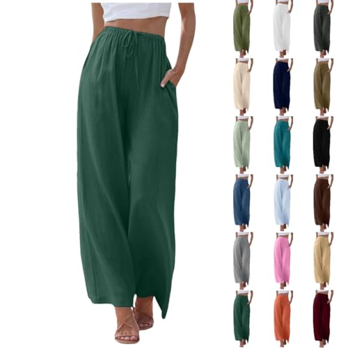 Leinenhose Stoffhose Schlupfhosen Für Culottes Hosen Bequem Leinen Leichte Hose Elegant Mit Weitem Bein Schlabberhose Damen Freizeithose Lang Elegant Leinenhose Damen von Luadnysin