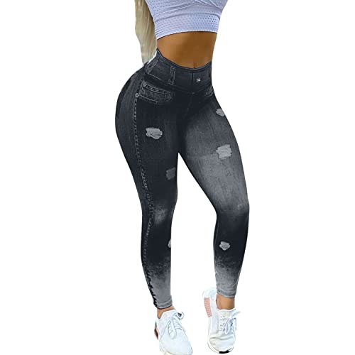 Luadnysin Leggings Damen High Waist Wanderleggings Teveo Leggins Sporthose Blickdichte High Waist Push Up Shapewear Sport Yoga Schwarze Leggings Laufhose Shaping Po Lifting Yogahose von Luadnysin