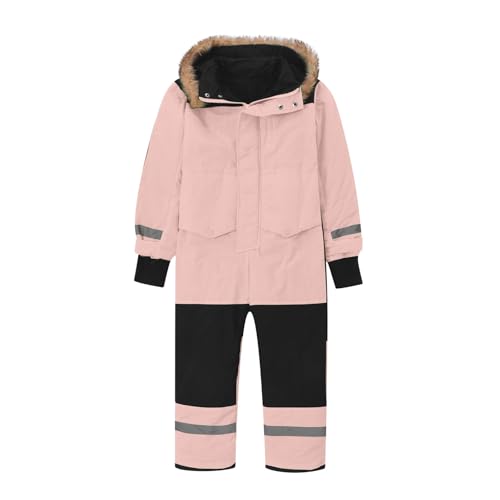 Luadnysin Schneeanzug Jungen Mädchen Verdickt Warm Wasserdicht Unisex Schneeanzüge Overall Baby Schneeoverall Mit Kapuze Outdoor Schneeanzug Babyoverall Rosa 120 von Luadnysin