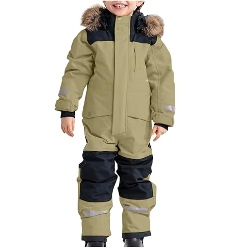 Luadnysin Schneeoverall Mädchen Jungen Outdoor Gefüttert Wasserdicht Winteroverall Schneeanzug Schneeanzüge Baby Unisex Winddicht Schneeoverall Winterjacke Hellgrün 150 von Luadnysin