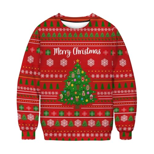 Luadnysin Weihnachtspullover Herren Retro Pullover Weihnachtsdruck Rundhals Weihnachtspullover Weihnachtspulli Winter Weihnachtskleidung Partner Weihnachtspullover Rot S von Luadnysin