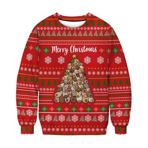 Lustig Weihnachtspullover Herren Lange Ärmel Weihnachtspulli Christmas Weihnachtsdruck Pullover Weihnachtspullover Winter Weihnachtskleidung Partner Weihnachtspullover Rot XXL von Luadnysin