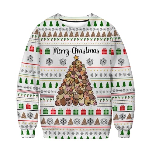 Lustig Weihnachtspullover Herren Lange Ärmel Weihnachtspulli Christmas Weihnachtsdruck Pullover Weihnachtspullover Winter Weihnachtskleidung Partner Weihnachtspullover Weiß S von Luadnysin