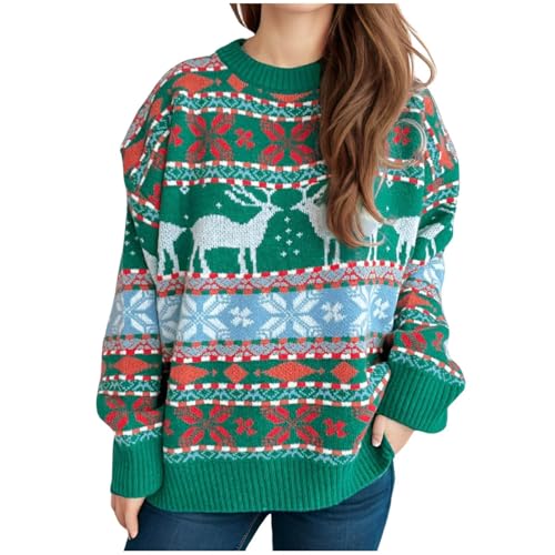 Lustige Weihnachtspullover Damen Hässliche Weihnachtspullover Chrismas Weihnachten Weihnachtspulli Weihnachtspullover Lustig Pulli Ugly Sweater Retro Weihnachtspullis Grün S von Luadnysin