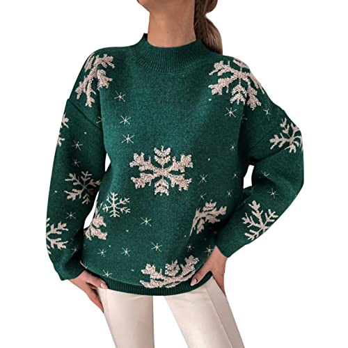 Lustige Weihnachtspullover Damen Hässliche Weihnachtspullover Lustig Freizeit Weihnachtspulli Weihnachtspullover Chrismas Pulli Norweger Pullover Hässlich Weihnachtspullis Grün XL von Luadnysin