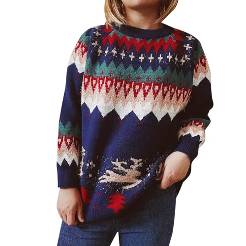 Lustige Weihnachtspullover Damen Hässliche Weihnachtspullover Ugly Lustig Weihnachtspullover Weihnachtspulli Weihnachten Pulli Norweger Pullover Retro Weihnachtspullis Marine M von Luadnysin