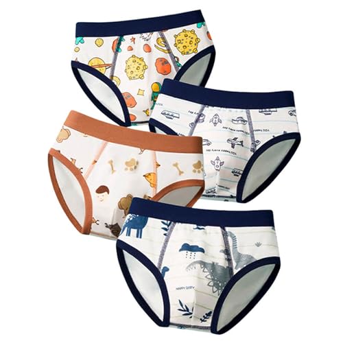 Mädchen Panty 4er-Pack Unterhosen Jungen Cute Print Unterhose Klein Kinder Slips Schlüpfer Bauchfreies Ungefüttert Baby Pantys Panties Hose Orange XXL von Luadnysin