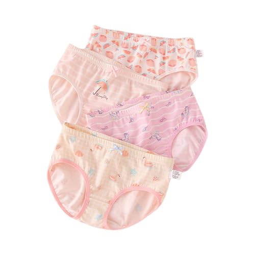 Mädchen Unterhosen 4er-Pack Kinder Bunt Sommer Schlüpfer Panties Klein Junge Slips Panty Kurze Cute Print Unterhose Pantys Pants Lila 3XL von Luadnysin