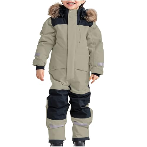 Overall Winter Jungen Mädchen Outdoor Verdickt Warm Wasserdicht Winteranzug Schneeanzüge Winteroverall Schneeoverall Gefüttert Unisex Overall Thermoanzug Khaki 140 von Luadnysin