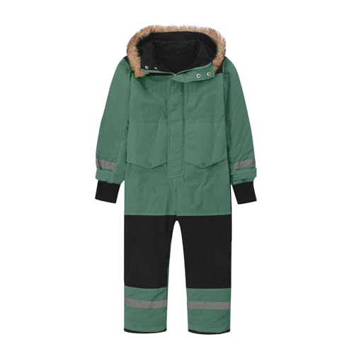 Overall Winter Jungen Mädchen Winddicht Mit Kapuze Gefüttert Schneeanzüge Schneeoverall Schneeanzug Winteroverall Unisex Outdoor Overall Winterkleidung Grün 90 von Luadnysin