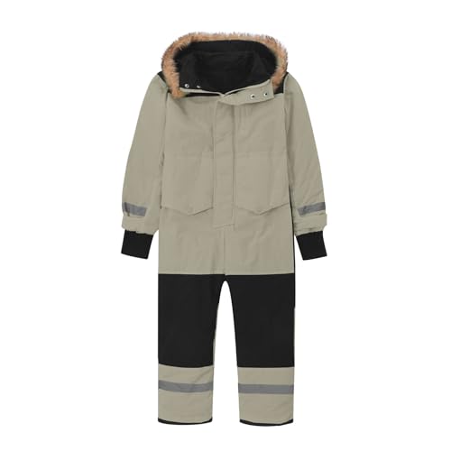 Overall Winter Jungen Mädchen Winddicht Mit Kapuze Gefüttert Schneeanzüge Schneeoverall Schneeanzug Winteroverall Unisex Outdoor Overall Winterkleidung Khaki 130 von Luadnysin