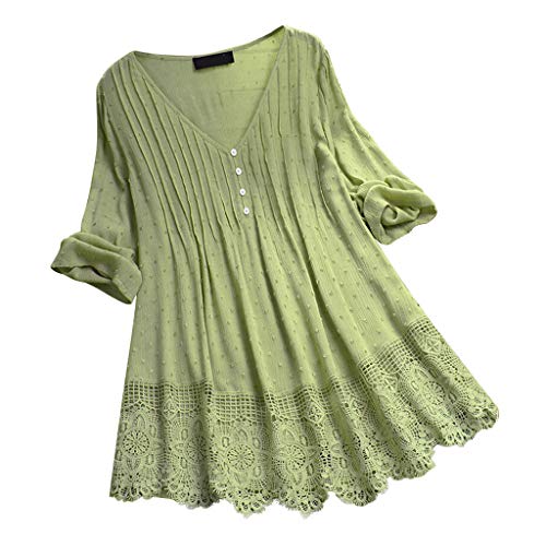 Oversize Shirt Damen Longshirt Luftig 3/4 Arm Schlupfbluse Spitze Oversize Bluse Leicht Vintage V-Ausschnitt Kurzarm Longbluse Tshirt Tunika Hemd Oberteile Tops Oversize Shirt Damen Longshirt Luftig 3/4 Arm Schlupfbluse Spitze Oversize Bluse Leicht Vintage V-Ausschnitt Kurzarm Longbluse Tshirt Tunika Hemd Oberteile Tops von Luadnysin