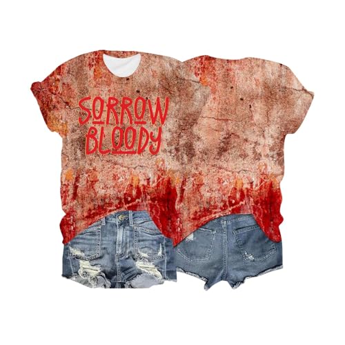 Problem Gelöst T Shirt Blutspritzer Horror Lustig Sommerbluse Oberteil Lässige Frauen Blusenshirt Tee Baumwolle Festival Outfit Bloody Shirts Bluse Pullover Rot S von Luadnysin