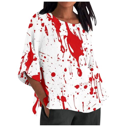 Problem Gelöst Tshirt Mit Blutigem Print Shirt Lustig Damenmode T Top Lässig Halloween Bedruckte Oberteil 2024 Atmungsaktiv Sommerblusen Blusenshirt Druck Bluse Sommerbluse Damenbluse Schwarz L von Luadnysin