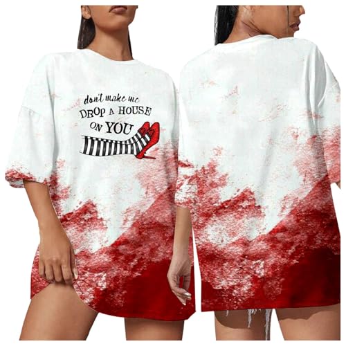 Problem Gelöst Tshirt Mit Blutigem Print T Shirt Solved Lustig Blusenshirt Oberteil Halloween Bedruckte Locker Top Lässig Festival Damenbluse Sommerbluse Horror Bluse Tee Tunika Ziegelrot S von Luadnysin