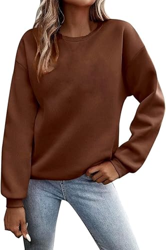 Pullover Damen Herbst Sale Sweatshirt Ohne Kapuze Warme Oversize Shirt Langarm Rundhals Winterpullover Sweater Oberteile Pulli Winter Streetwear Pullover Teenager Mädchen Langarmshirt von Luadnysin