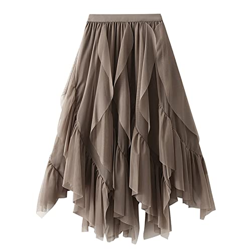 Rock Damen Tüll Rock Midi Plisseerock Petticoat Unterrock Plissee Rock Karneval Kostüm Für Faschingskostüme Karneval Kostüm Halloween TüLlrock Khaki von Luadnysin