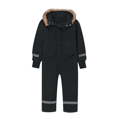 Schneeanzug Jungen Mädchen Verdickt Warm Wasserdicht Unisex Schneeanzüge Overall Baby Schneeoverall Mit Kapuze Outdoor Schneeanzug Babyoverall Schwarz 90 von Luadnysin